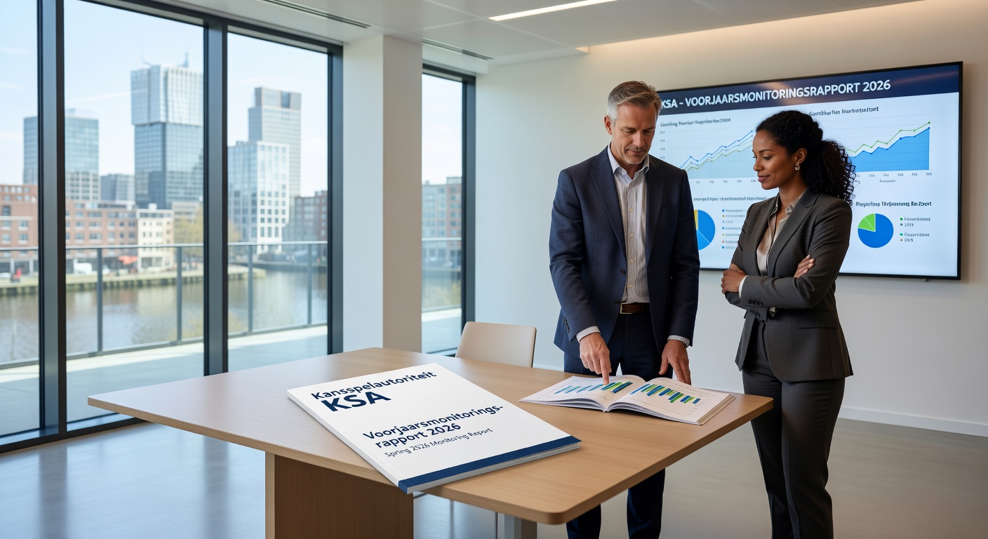 Grafische weergave van online reclamekanalen en compliance-checks voor gokoperators onder Ksa-regels