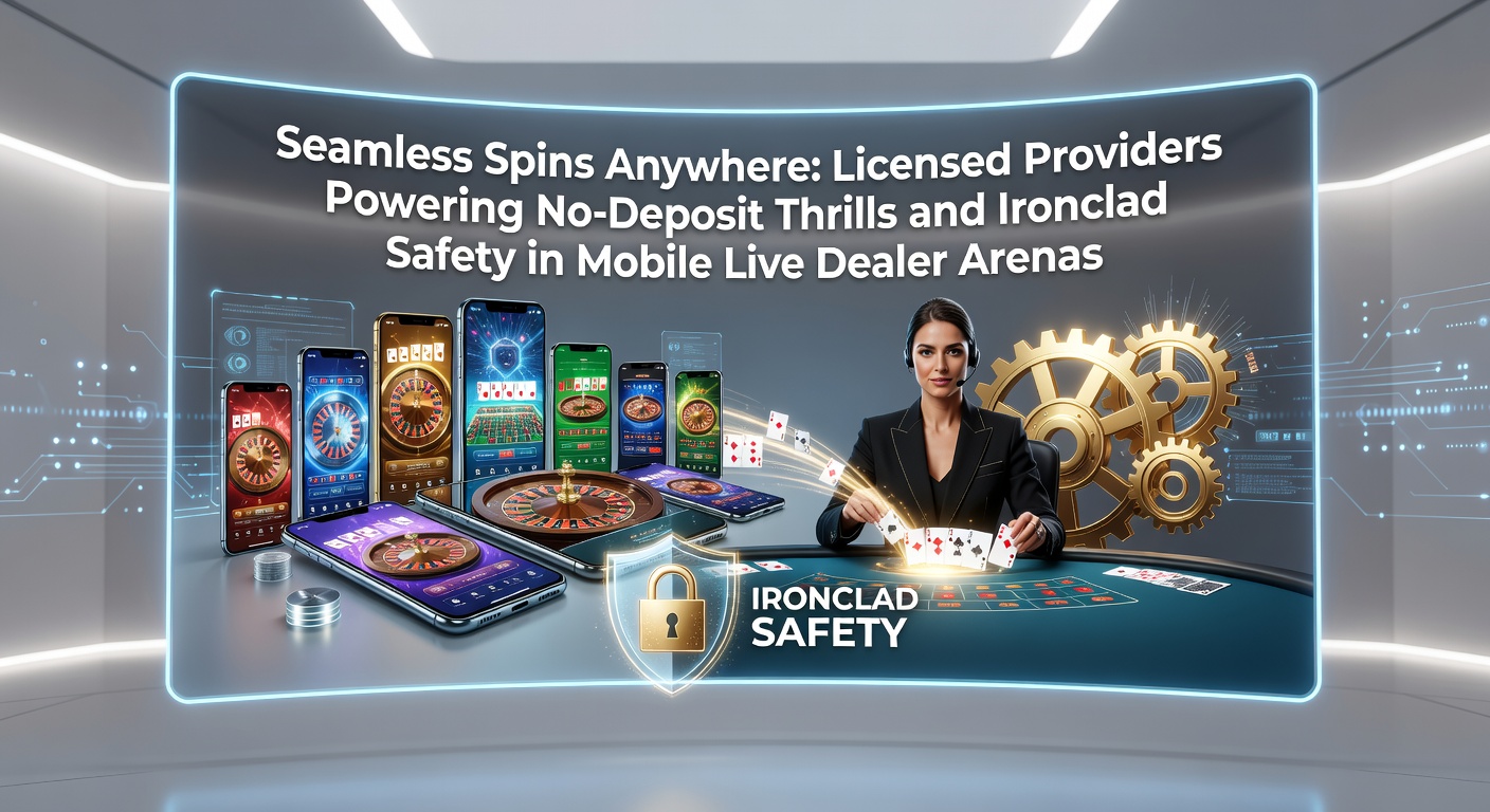 Mobiele live dealer tafel met roulettewiel en spelerskaarten, geïllustreerd in een dynamische casino-omgeving op smartphone-scherm